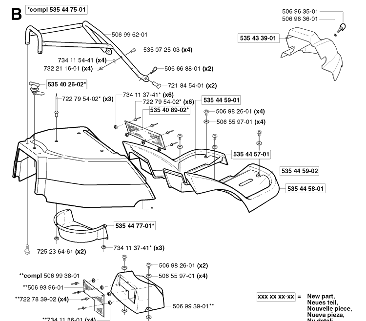 Hood Diagram and Parts List for PR18 2003-02 Husqvarna Lawn Mower
