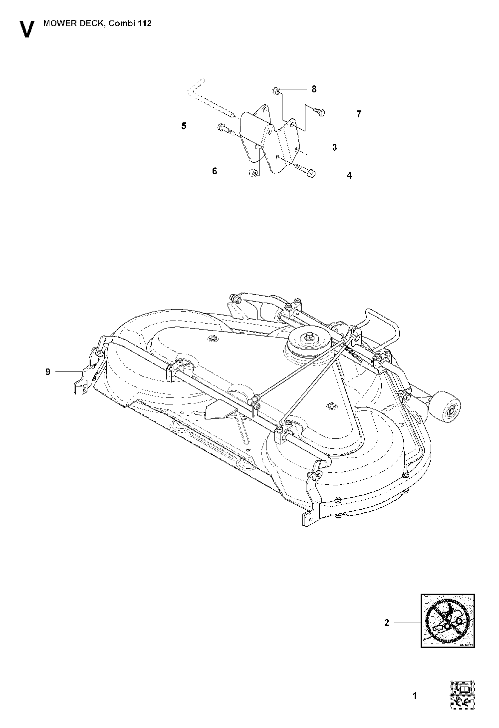 44/112cm Cutting Deck Diagram and Parts List for RIDER15V2SAWD (965200901)(2009-04) Husqvarna Lawn Tractor