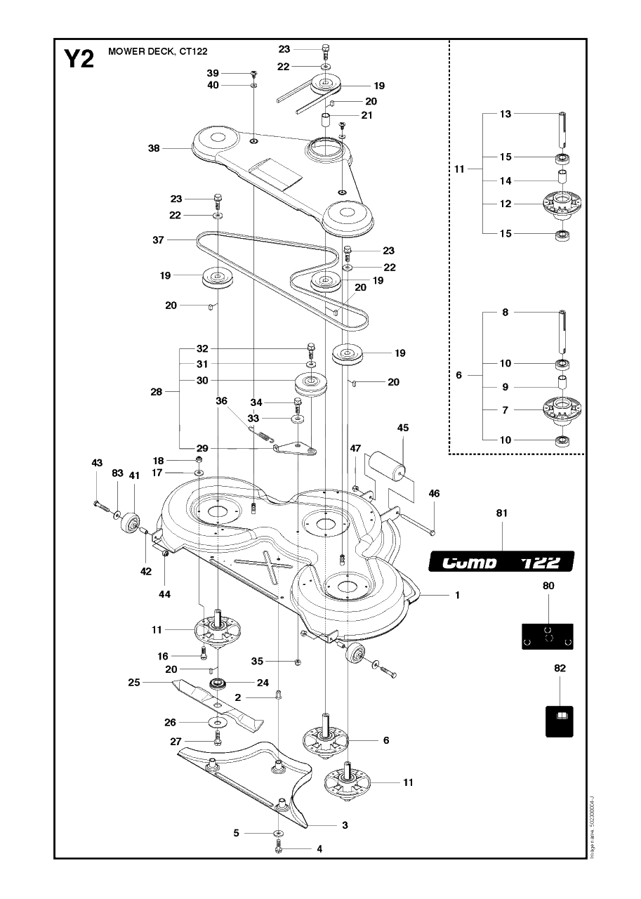 48-Inch/122cm Cutting Deck 2 Diagram and Parts List for PF21AWD (965192501)(2011-03) Husqvarna Lawn Tractor