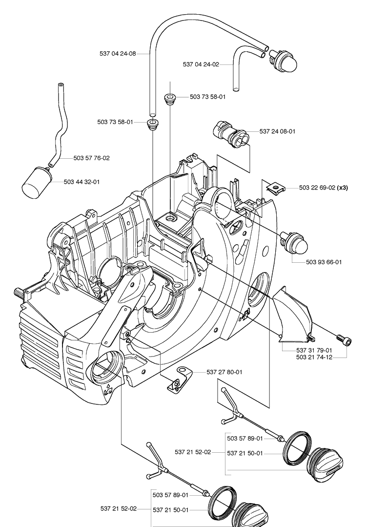 Fuel System Diagram and Parts List for 455E (Rancher)(2006-06) Husqvarna Chainsaw
