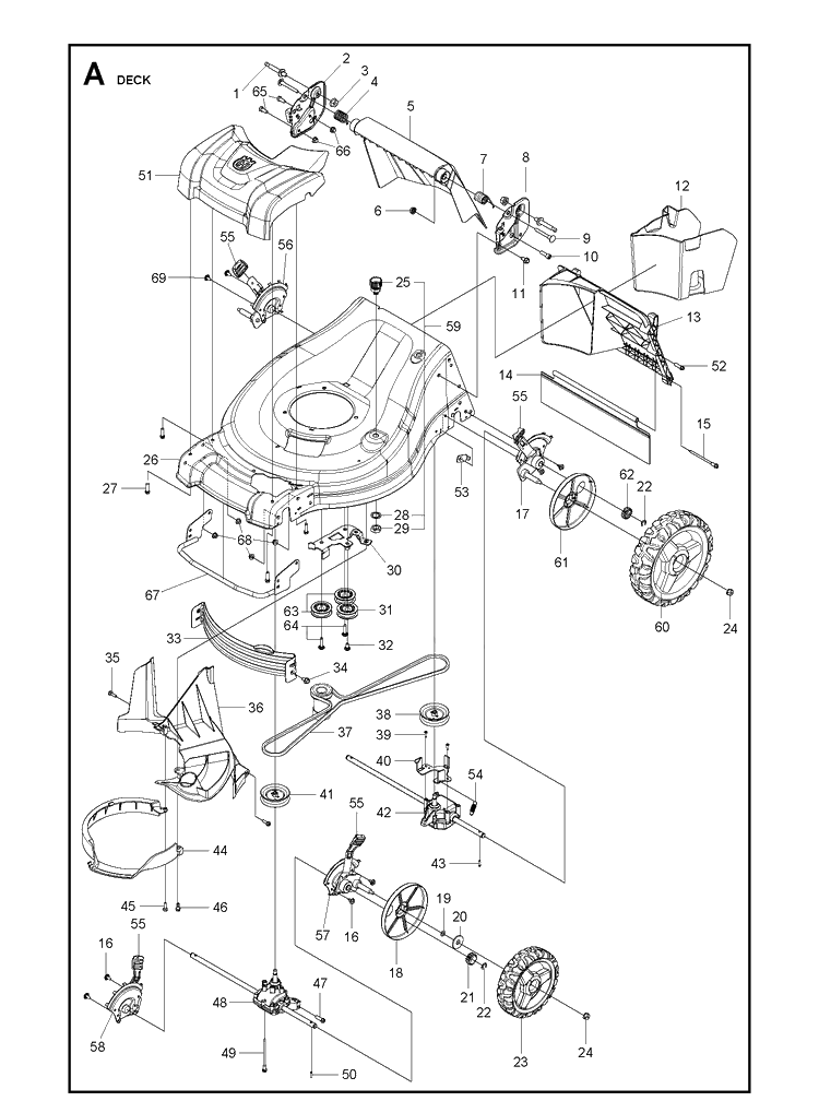Mower Deck / Cutting Deck Diagram and Parts List for LC221AH 96799290100 Husqvarna Lawn Mower