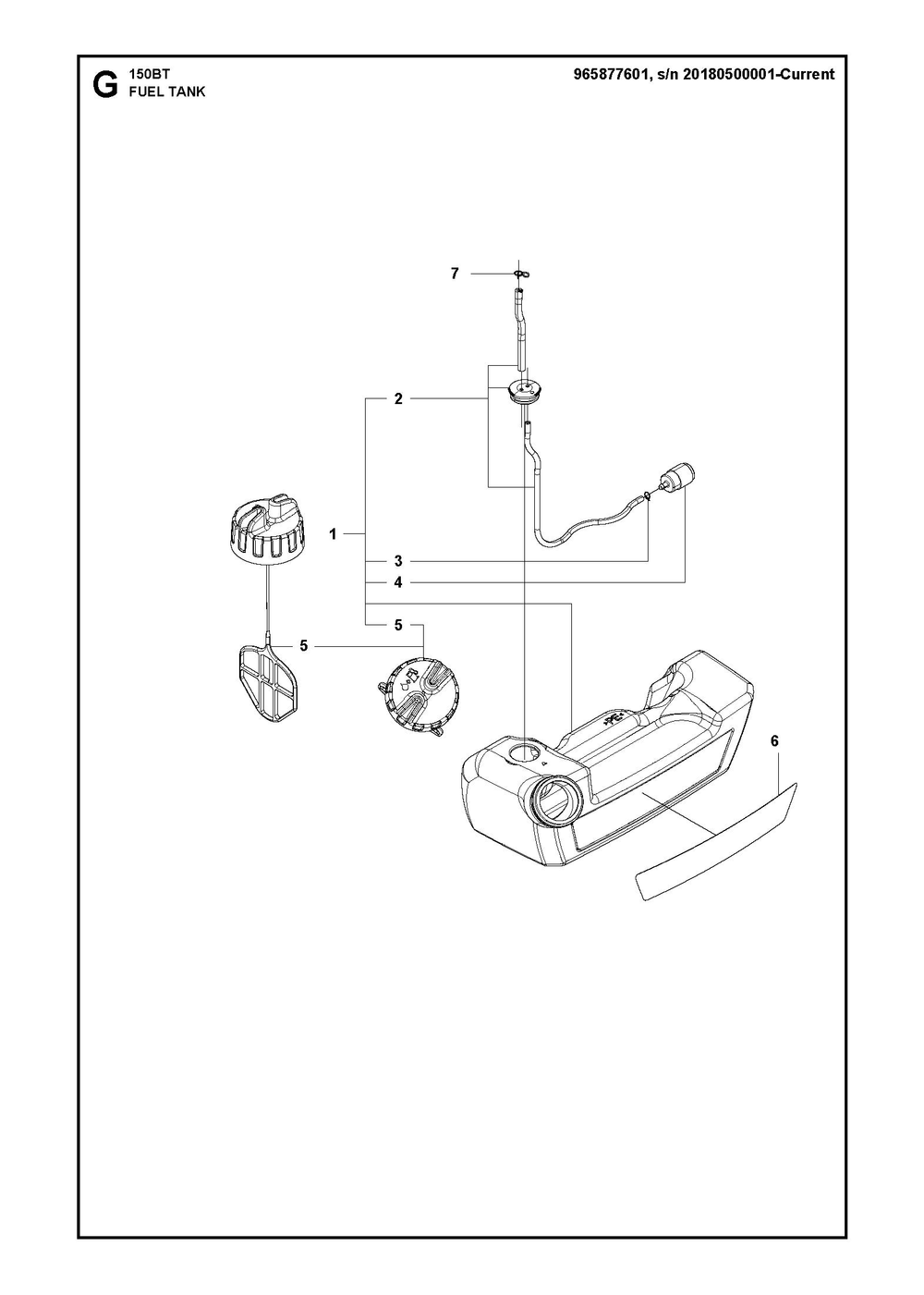 Fuel Tank Diagram and Parts List for 150BT2007-2021  Husqvarna Leaf Blower / Vacuum