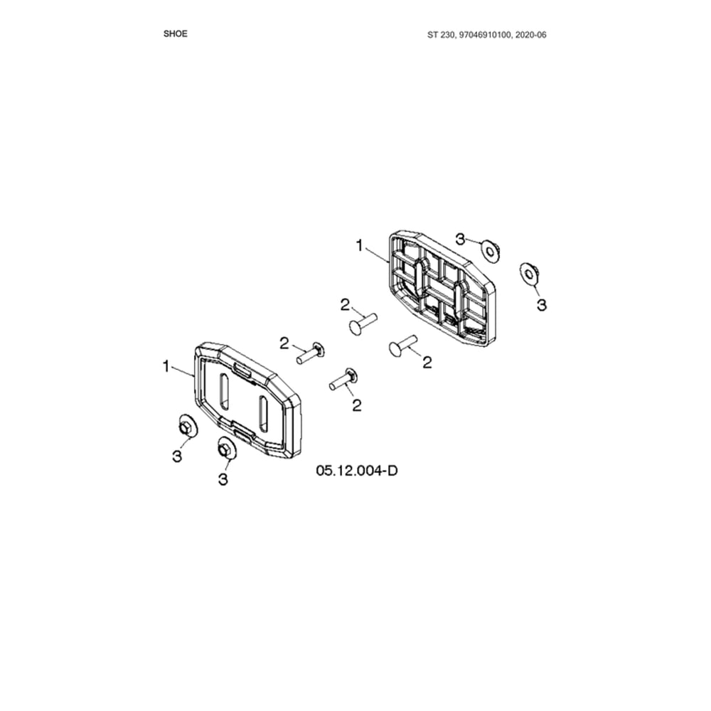 Shoe Diagram and Parts List for 970528802  Husqvarna Snow Blower