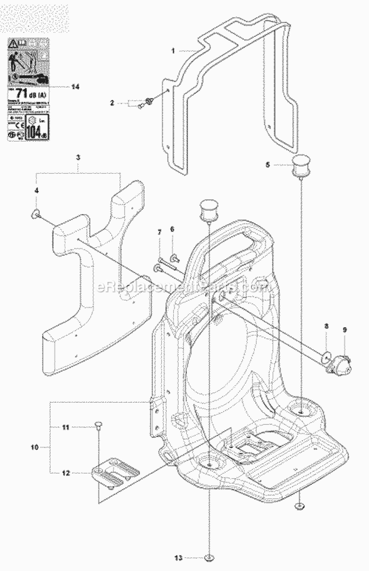 Frame Diagram and Parts List for 350BF 2009-03 Husqvarna Leaf Blower / Vacuum