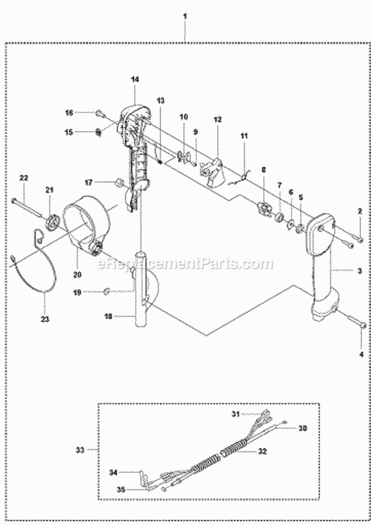 Handle  Controls Diagram and Parts List for 350BT 2009-03 Husqvarna Leaf Blower / Vacuum