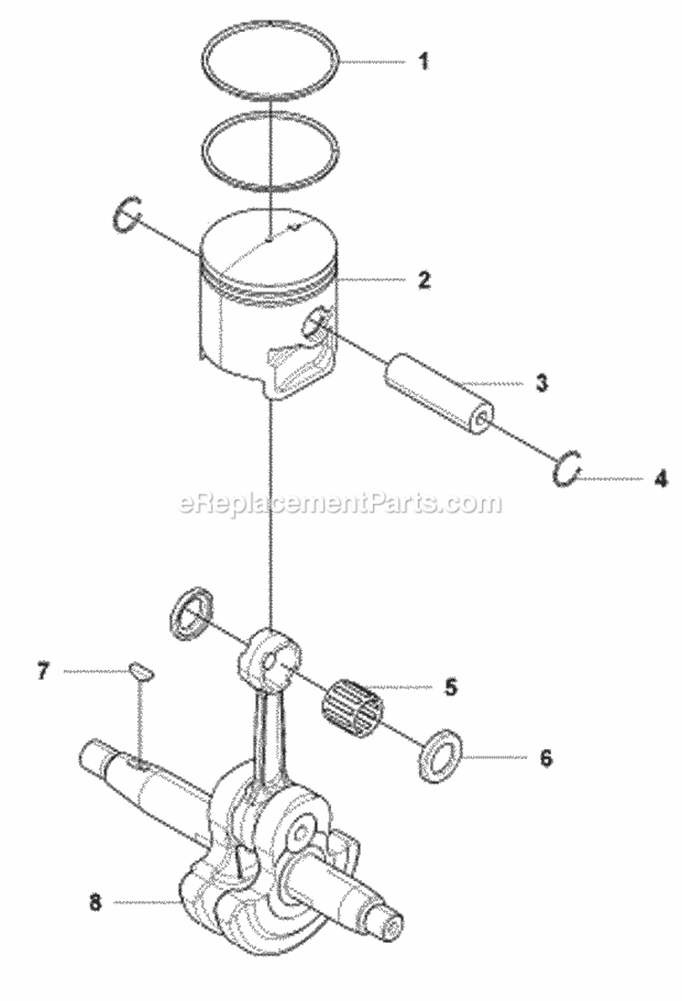 Crankshaft Diagram and Parts List for 350BT 2009-03 Husqvarna Leaf Blower / Vacuum
