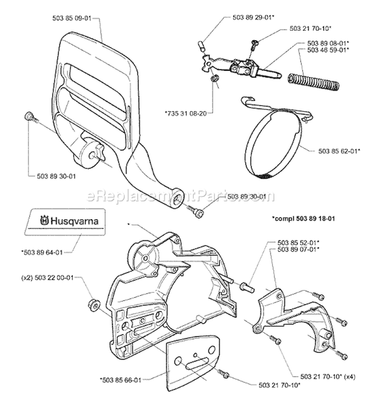 Page C Diagram and Parts List for 350 1998-02 Husqvarna Chainsaw