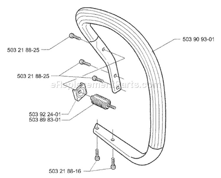 Page E Diagram and Parts List for 350 1998-02 Husqvarna Chainsaw