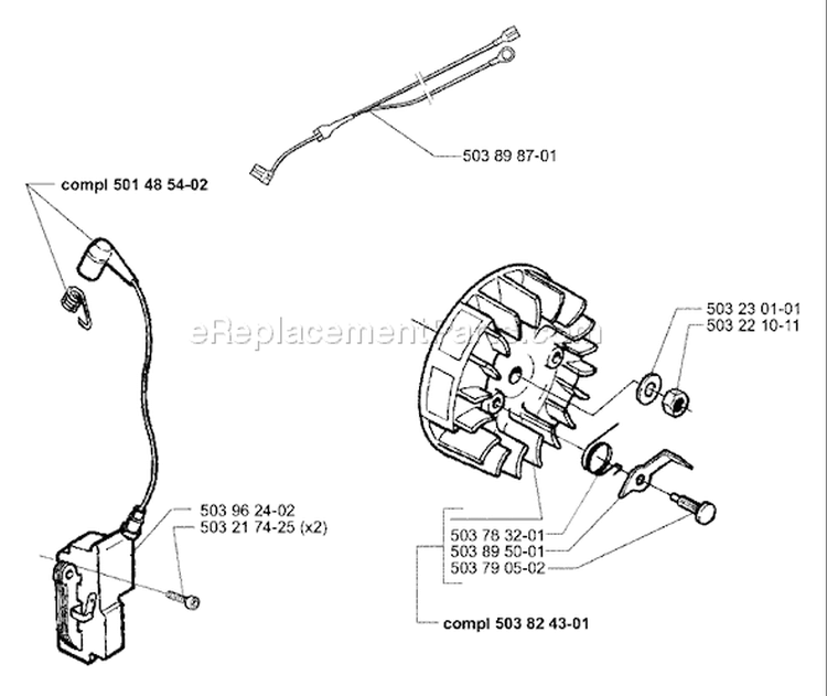 Page F Diagram and Parts List for 350 1998-02 Husqvarna Chainsaw