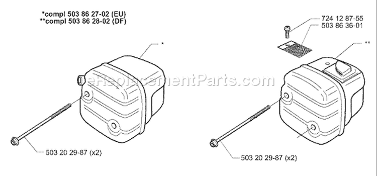 Page G Diagram and Parts List for 350 1998-02 Husqvarna Chainsaw