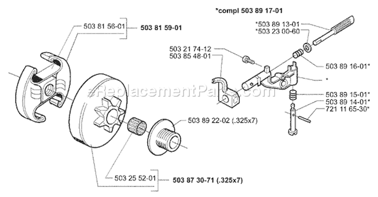 Page H Diagram and Parts List for 350 1998-02 Husqvarna Chainsaw