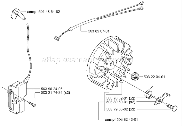 Page H Diagram and Parts List for 350 2001-09 Husqvarna Chainsaw