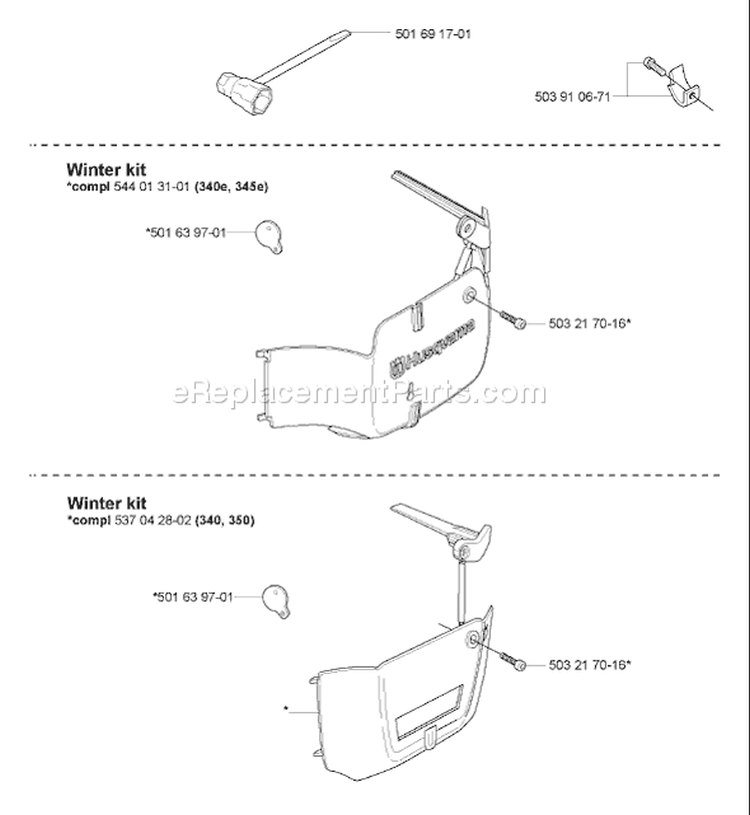 Page L Diagram and Parts List for 350 2005-05 Husqvarna Chainsaw
