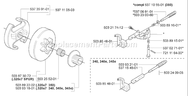 Page D Diagram and Parts List for 350 2005-05 Husqvarna Chainsaw