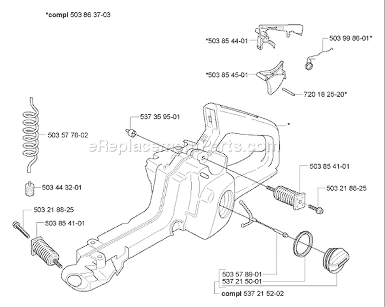 Page G Diagram and Parts List for 350 2005-05 Husqvarna Chainsaw