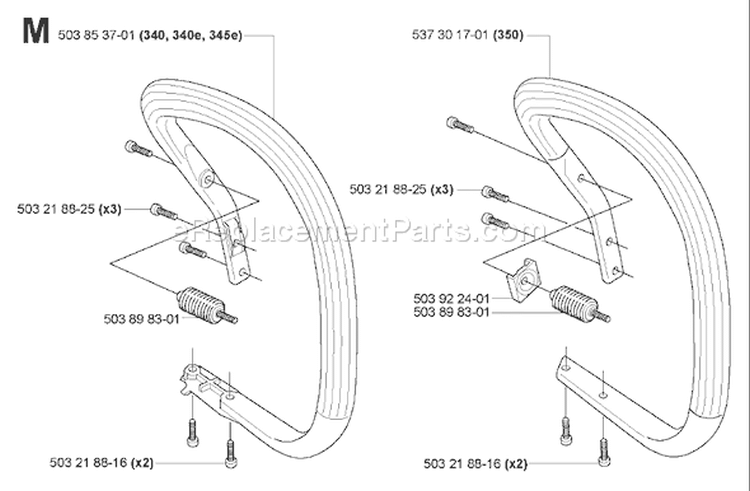 Page F Diagram and Parts List for 350 2006-06 Husqvarna Chainsaw