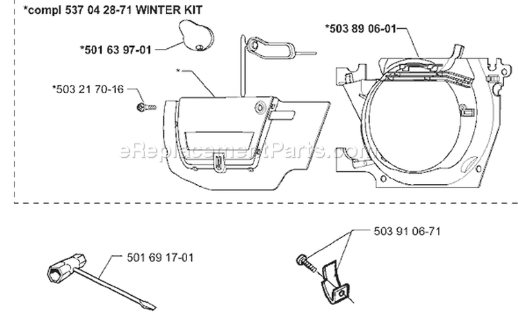 Page M Diagram and Parts List for 350EPA 350 EPA 1999-09 Husqvarna Chainsaw