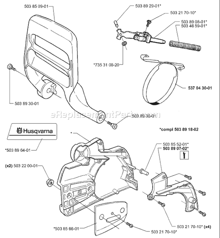 Page C Diagram and Parts List for 350EPA 350 EPA 1999-09 Husqvarna Chainsaw