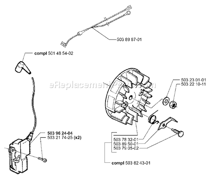 Page H Diagram and Parts List for 350EPA 350 EPA 1999-09 Husqvarna Chainsaw