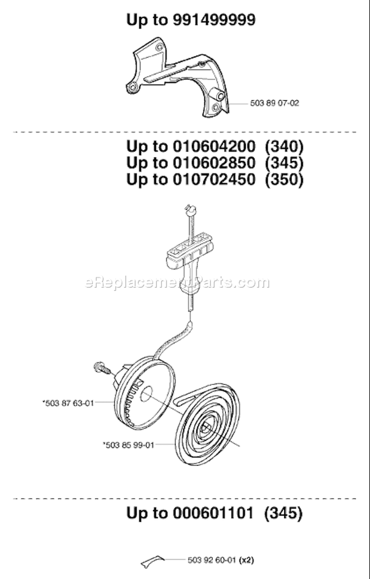 Page K Diagram and Parts List for 340EPA 340 EPA 2003-01 Husqvarna Chainsaw