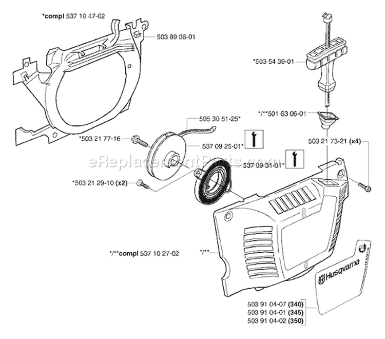 Page L Diagram and Parts List for 340EPA 340 EPA 2003-01 Husqvarna Chainsaw