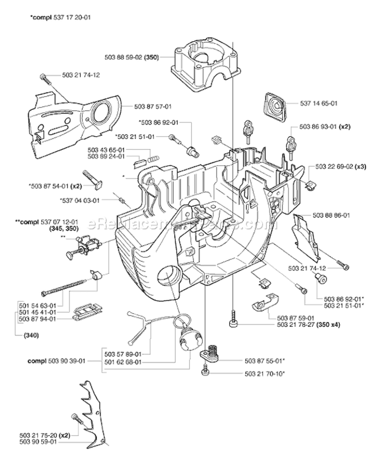 Page F Diagram and Parts List for 340EPA 340 EPA 2003-01 Husqvarna Chainsaw