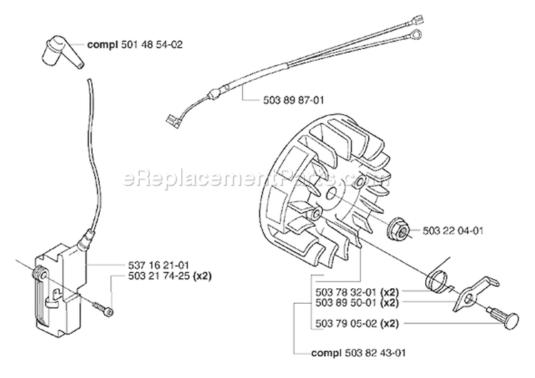 Page H Diagram and Parts List for 340EPA 340 EPA 2003-01 Husqvarna Chainsaw