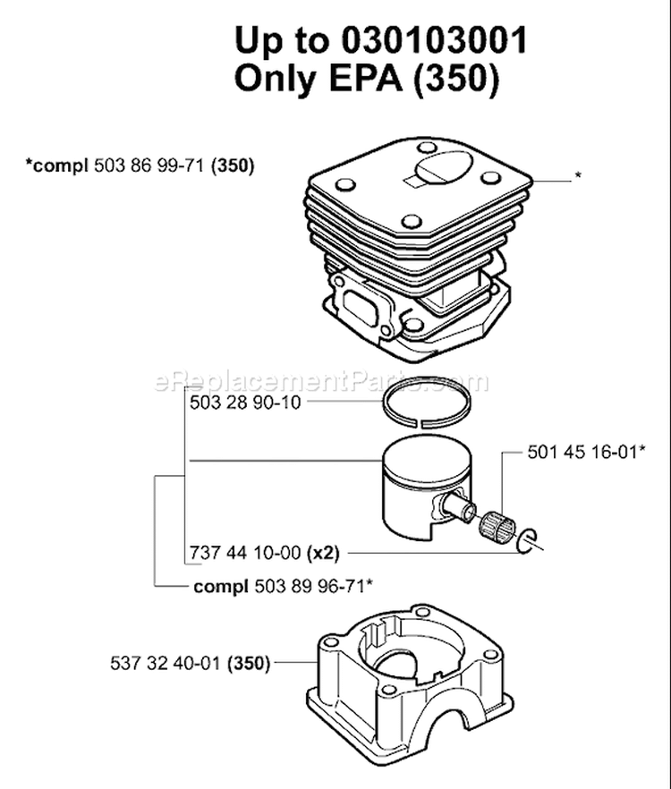 Page L Diagram and Parts List for 350EPA 350 EPA 2004-03 Husqvarna Chainsaw