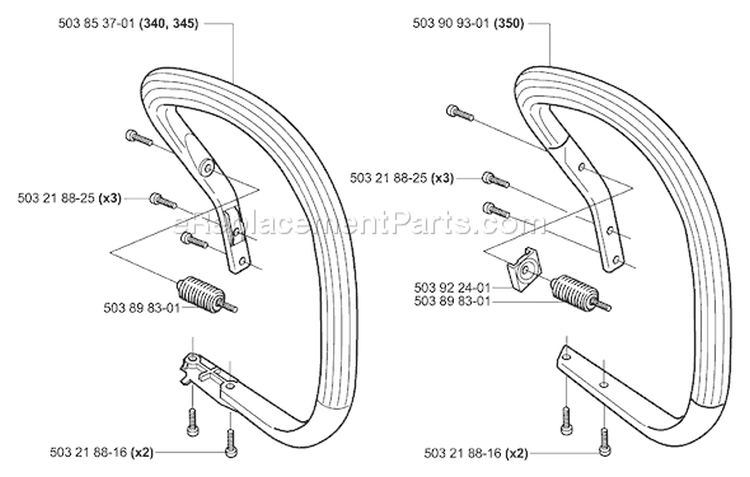 Page G Diagram and Parts List for 340 2004-03 Husqvarna Chainsaw