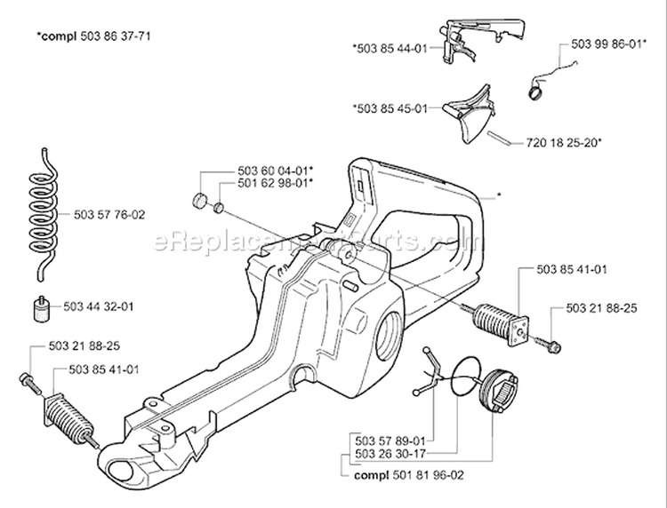 Page H Diagram and Parts List for 340 2004-03 Husqvarna Chainsaw