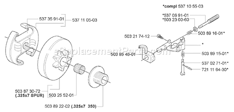 Page D Diagram and Parts List for 350 2006-06 Husqvarna Chainsaw