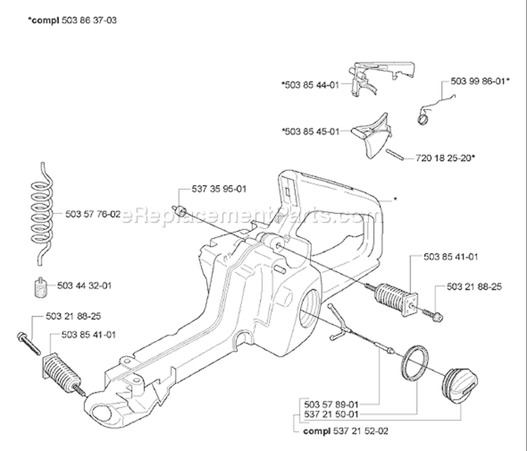 Page J Diagram and Parts List for 350 2006-06 Husqvarna Chainsaw