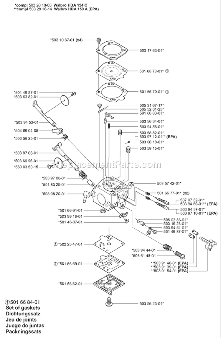 Page B Diagram and Parts List for 351 2001-06 Husqvarna Chainsaw