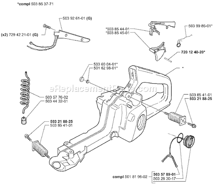 Page L Diagram and Parts List for 351EPA 351 EPA 1999-09 Husqvarna Chainsaw