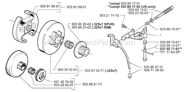 Page D Diagram and Parts List for 351EPA 351 EPA 1999-09 Husqvarna Chainsaw