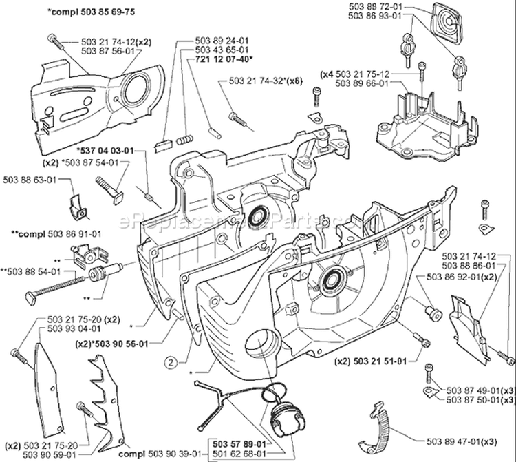 Page E Diagram and Parts List for 351EPA 351 EPA 1999-09 Husqvarna Chainsaw