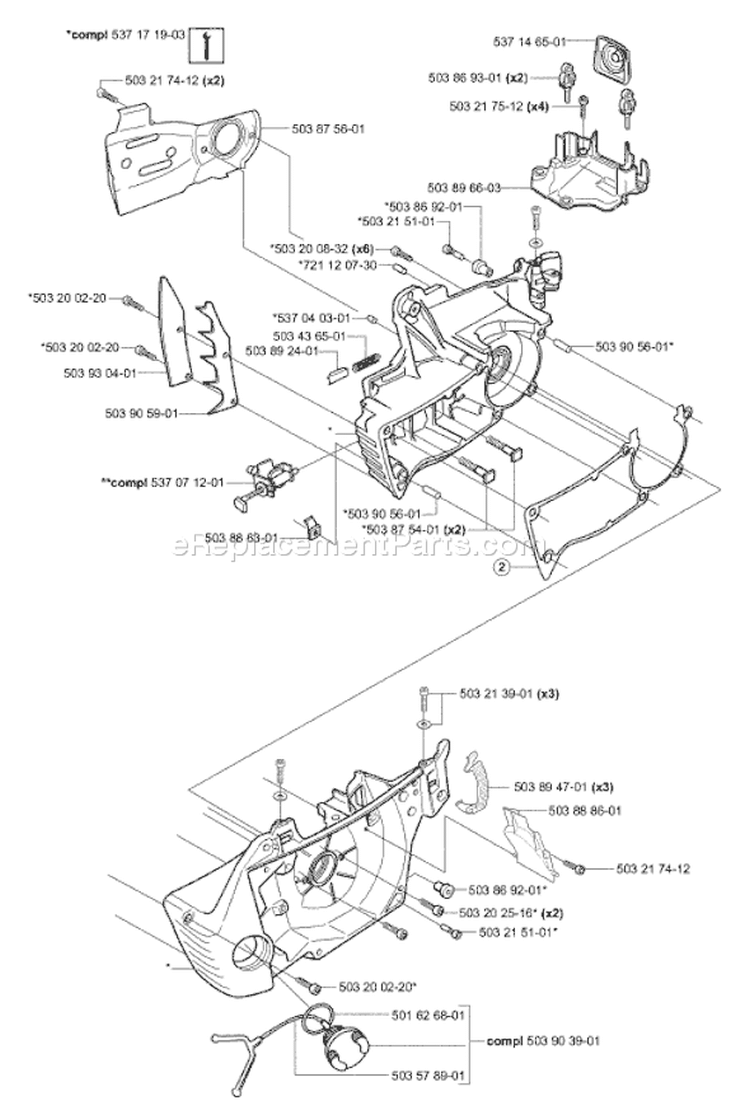 Page E Diagram and Parts List for 353 2004-03 Husqvarna Chainsaw