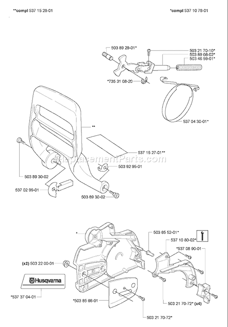 Page C Diagram and Parts List for 346XP 346 XP 2007-02 Husqvarna Chainsaw