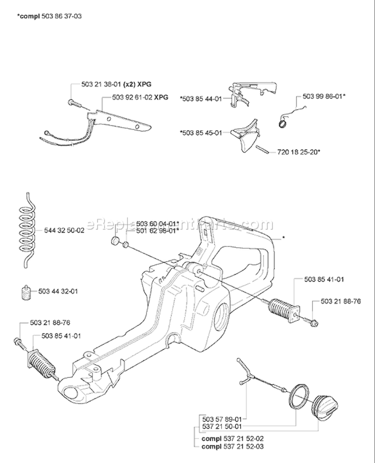 Page G Diagram and Parts List for 346XP 346 XP 2007-02 Husqvarna Chainsaw