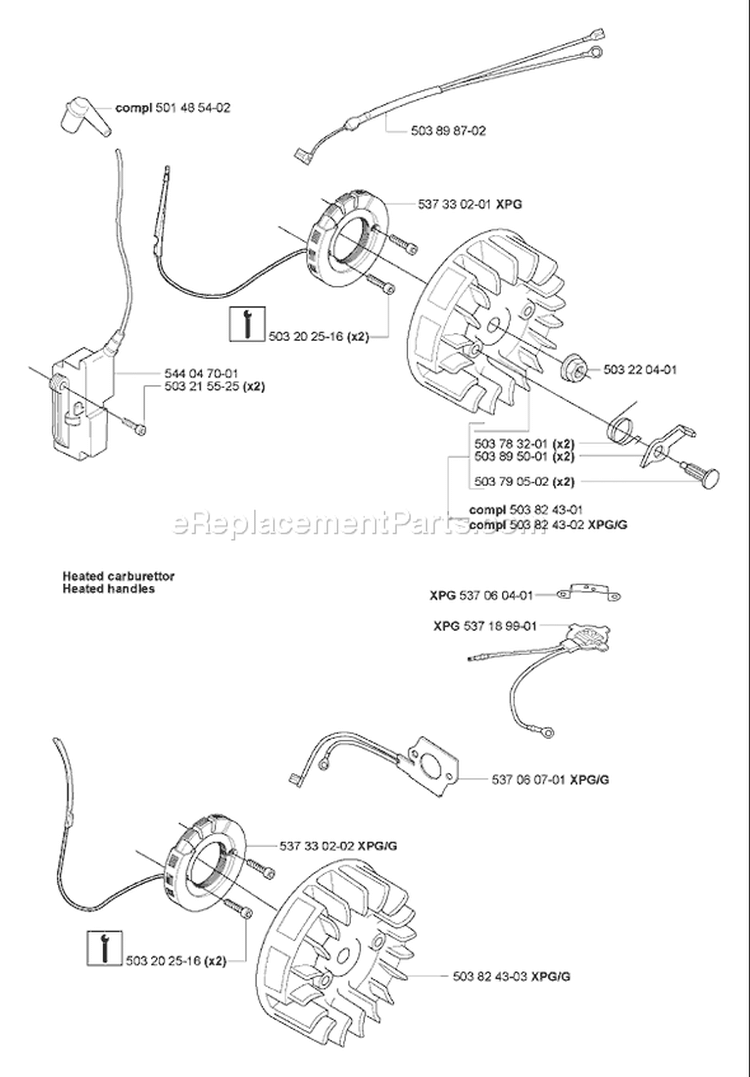 Page H Diagram and Parts List for 346XP 346 XP 2007-02 Husqvarna Chainsaw