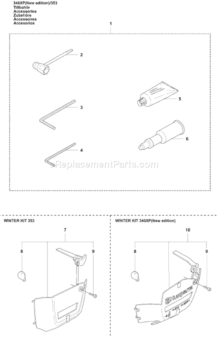 Page A Diagram and Parts List for 353 2007-08 Husqvarna Chainsaw