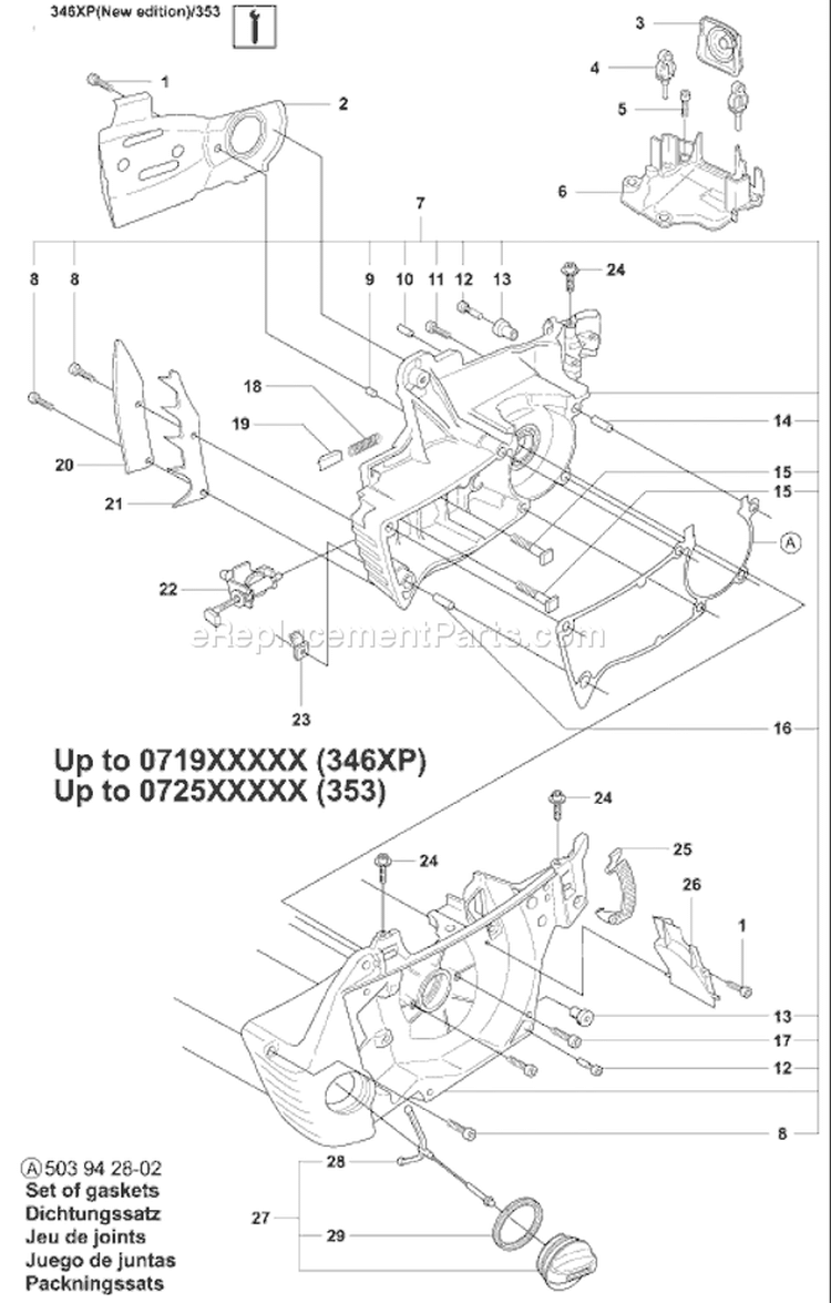 Page M Diagram and Parts List for 353 2007-08 Husqvarna Chainsaw