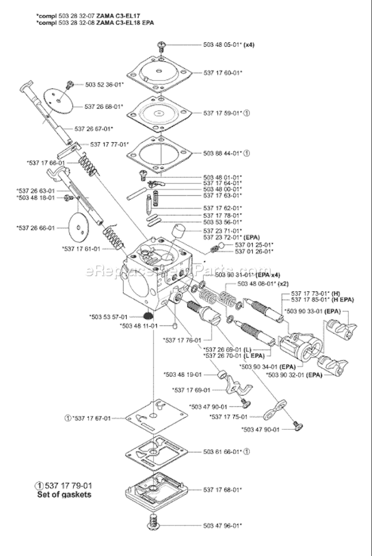Page C Diagram and Parts List for 346 XP EPA 2004-03 Husqvarna Chainsaw