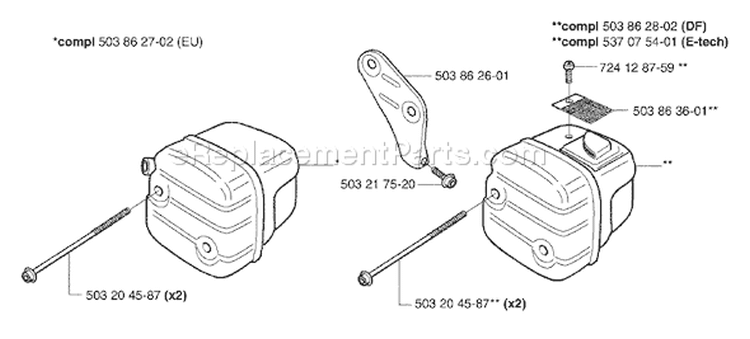 Page K Diagram and Parts List for 353 EPA I 2002-09 Husqvarna Chainsaw