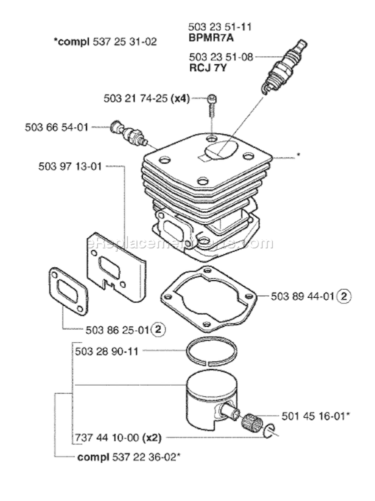 Page L Diagram and Parts List for 353 EPA I 2002-09 Husqvarna Chainsaw