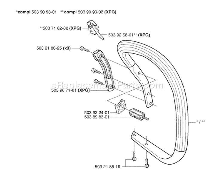 Page G Diagram and Parts List for 353 EPA I 2002-09 Husqvarna Chainsaw