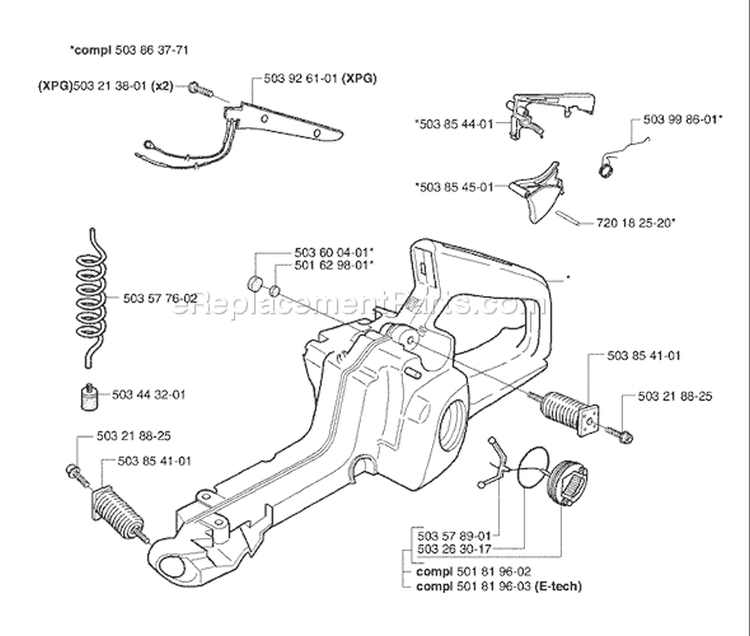 Page H Diagram and Parts List for 353 EPA I 2002-09 Husqvarna Chainsaw