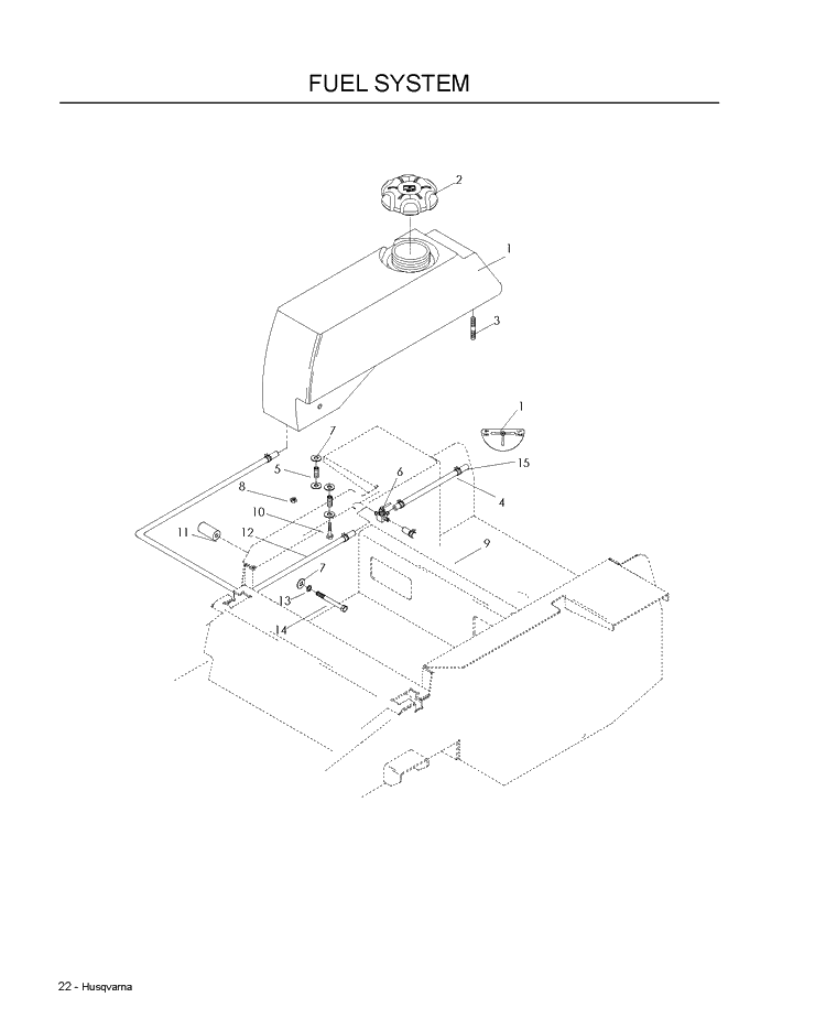Fuel System Diagram and Parts List for LZF5227 (966956701)(2009-07) Husqvarna Lawn Mower