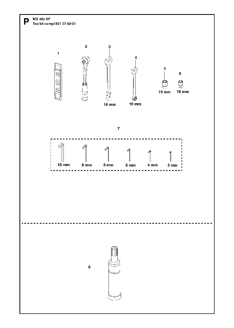 Tools Diagram and Parts List for WS482HF (00000001275 - 20134501536)(2012-07) Husqvarna Circular Saw