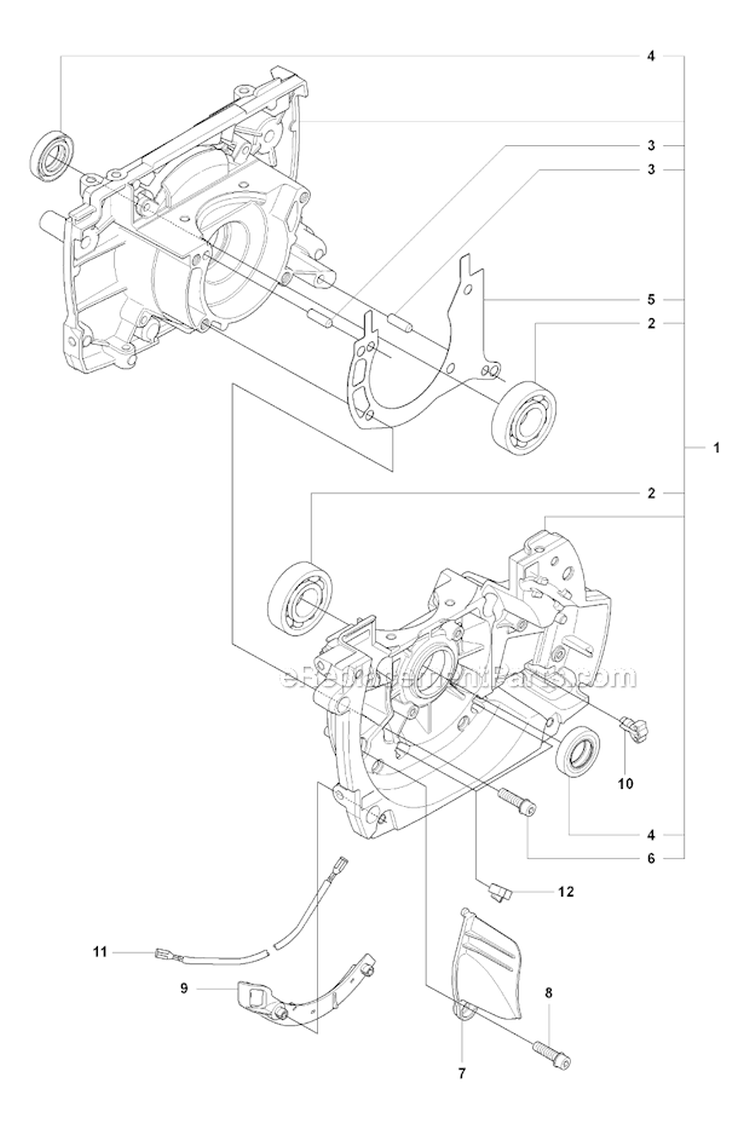 Crankcase Diagram and Parts List for 355FRM 2008-07 Husqvarna Brush Cutter